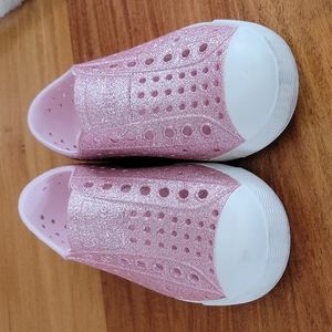 Native Pink Glitter size 9 slip on